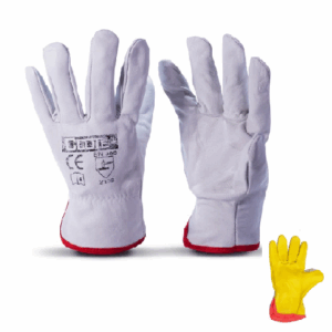 GUANTE DE BADANA BLANCO/AMARILLO CLUTE