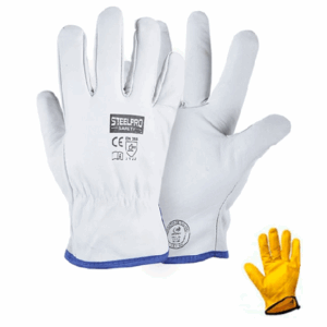 GUANTE DE BADANA BLANCO/AMARILLO STEELPRO