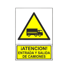 SEÑAL CUIDADO ENTRADA Y SALIDA DE VOLQUETES 0.90X0.90