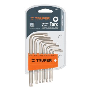 JUEGO DE LLAVES TORX X 7 PIEZAS T10, 20, 25, 27, 30, 40 ORGANIZADOR DE PLASTICO